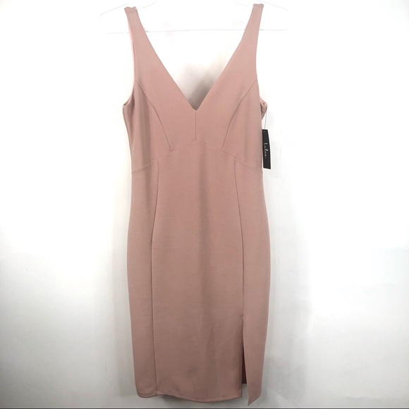Lulus Dresses & Skirts - Lulu’s pink bodycon lined dress w/slit size Large